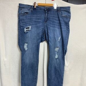 Kut From The Cloth Women's Jeans 24W Dark Blue Catherine Boyfriend Distressed